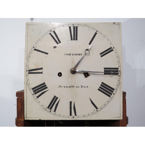 8007 - A oak cased longcase clock by Reid & Sons, Newcastle on Tyne, white Roman numeral dial with moon sty... 