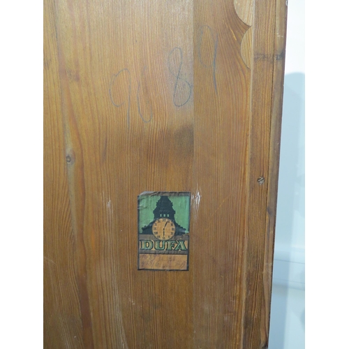 8008 - An oak longcase clock, with silvered Arabic dial, front door with three bevel edged glazed panels, w... 