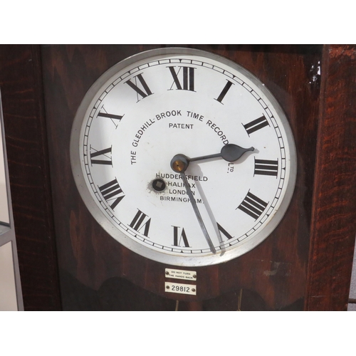 8010 - A Gledhill-Brook Time Recordings Ltd clocking in clock, with a white Roman numeral dial signed Hudde... 