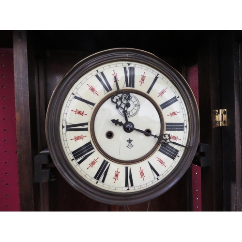 8013 - A Victorian era vienna style wall clock by Gustav Becker, the cream enamel dial with Roman numerals ... 