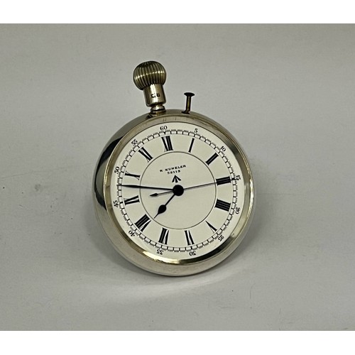 5100 - R. KUNZLER OF BIRMINGHAM: An early 20th Century Naval silver cased pocket watch, enamelled Roman dia... 