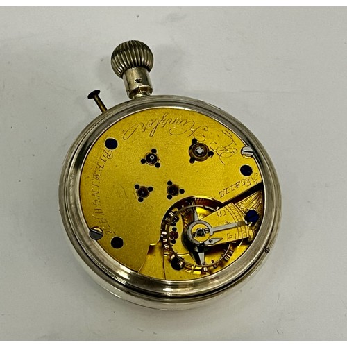 5100 - R. KUNZLER OF BIRMINGHAM: An early 20th Century Naval silver cased pocket watch, enamelled Roman dia... 