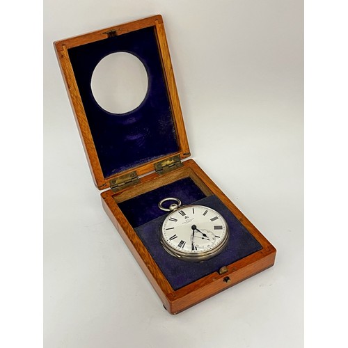 5101 - PENNINGTON OF LONDON: A 19th Century silver open-faced pocket chronometer with enamelled Roman dial,... 