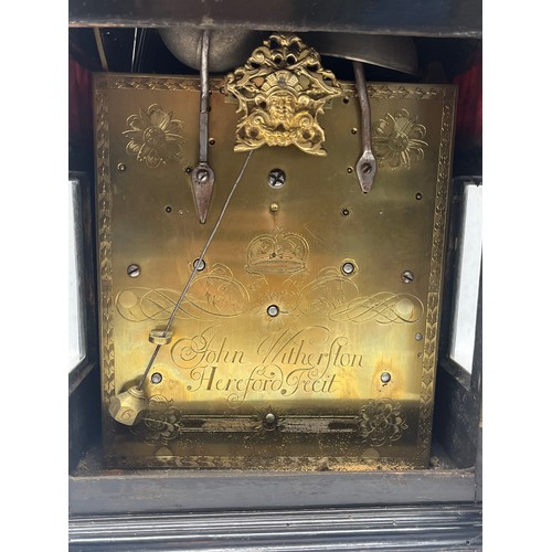 5006 - JOHN WITHERSTON OF HEREFORD: A late 17th / early 18th Century bell-top triple fusee striking and chi... 