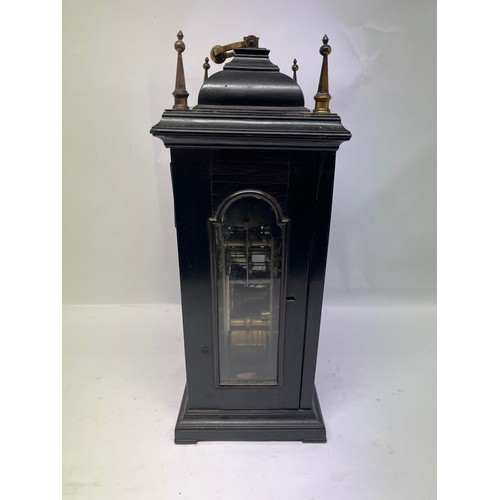 5010 - BROUNCKER WATTS OF LONDON: An 18th Century ebonised cased repeating, striking and chiming bracket cl... 