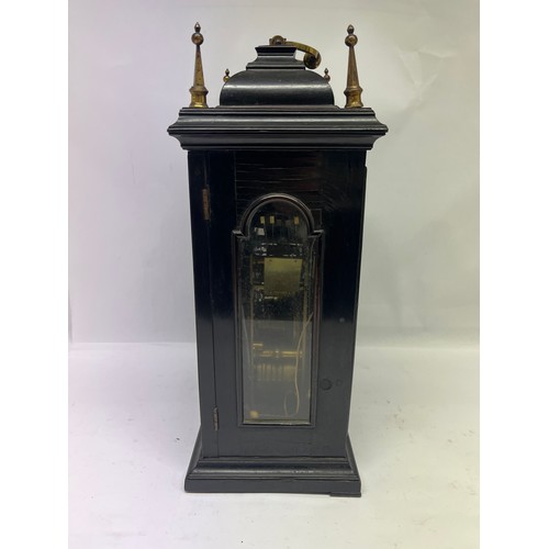 5010 - BROUNCKER WATTS OF LONDON: An 18th Century ebonised cased repeating, striking and chiming bracket cl... 