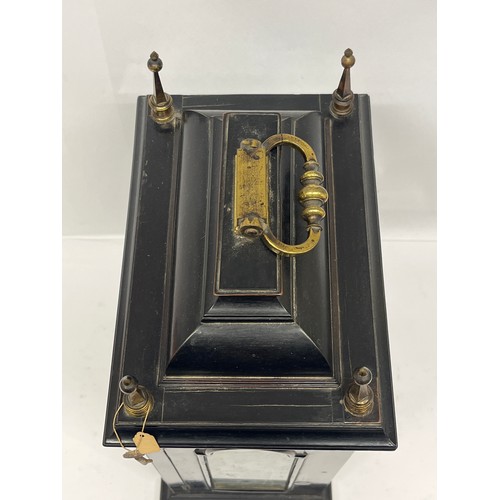 5010 - BROUNCKER WATTS OF LONDON: An 18th Century ebonised cased repeating, striking and chiming bracket cl... 