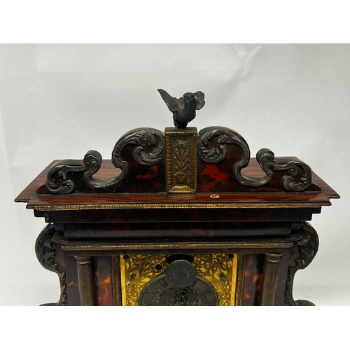 5007 - JEREMIAS PFAFF, AUGSBURG: A 17th Century rosewood and tortoiseshell striking table clock, the bird f... 