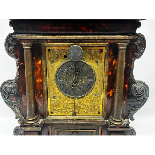 5007 - JEREMIAS PFAFF, AUGSBURG: A 17th Century rosewood and tortoiseshell striking table clock, the bird f... 