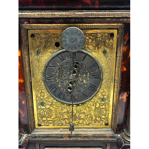 5007 - JEREMIAS PFAFF, AUGSBURG: A 17th Century rosewood and tortoiseshell striking table clock, the bird f... 