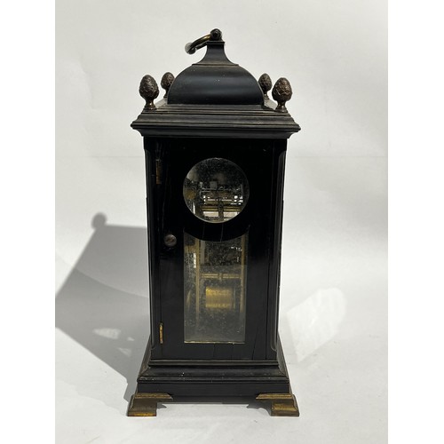 5017 - JOHN FLADGATE OF LONDON (act. 1743-1781): An 18th Century ebonised mahogany bracket clock, the silve... 