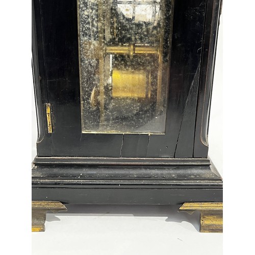 5017 - JOHN FLADGATE OF LONDON (act. 1743-1781): An 18th Century ebonised mahogany bracket clock, the silve... 