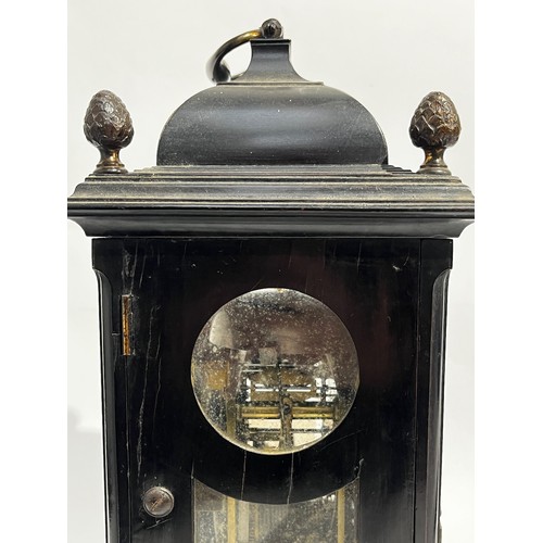 5017 - JOHN FLADGATE OF LONDON (act. 1743-1781): An 18th Century ebonised mahogany bracket clock, the silve... 