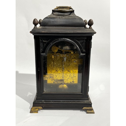 5017 - JOHN FLADGATE OF LONDON (act. 1743-1781): An 18th Century ebonised mahogany bracket clock, the silve... 