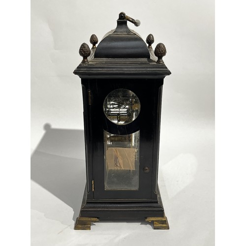 5017 - JOHN FLADGATE OF LONDON (act. 1743-1781): An 18th Century ebonised mahogany bracket clock, the silve... 