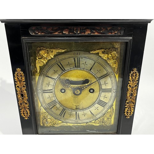 5018 - DAVID LESTOURGEON OF LONDON: A circa 1700 ebonised bell-top chiming and repeating bracket clock by D... 