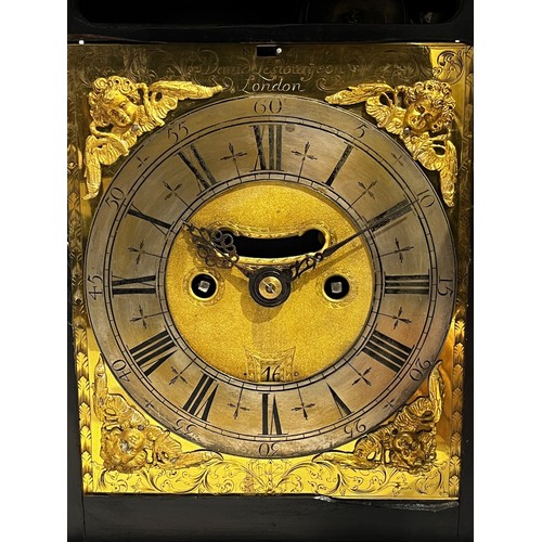 5018 - DAVID LESTOURGEON OF LONDON: A circa 1700 ebonised bell-top chiming and repeating bracket clock by D... 