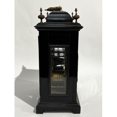 5018 - DAVID LESTOURGEON OF LONDON: A circa 1700 ebonised bell-top chiming and repeating bracket clock by D... 