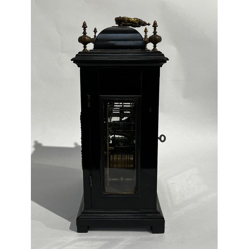 5018 - DAVID LESTOURGEON OF LONDON: A circa 1700 ebonised bell-top chiming and repeating bracket clock by D... 