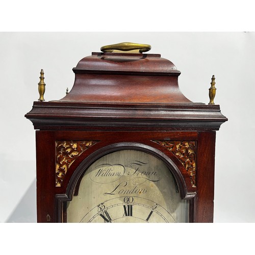 5014 - WILLIAM TROUP OF LONDON: A George III mahogany cased bracket timepiece, the silvered arched dial wit... 