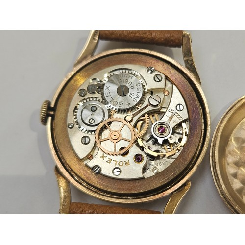 8150 - ROLEX: A Rolex 9ct gold cased gentleman's wristwatch on pigskin leather strap, the textured honeycom... 