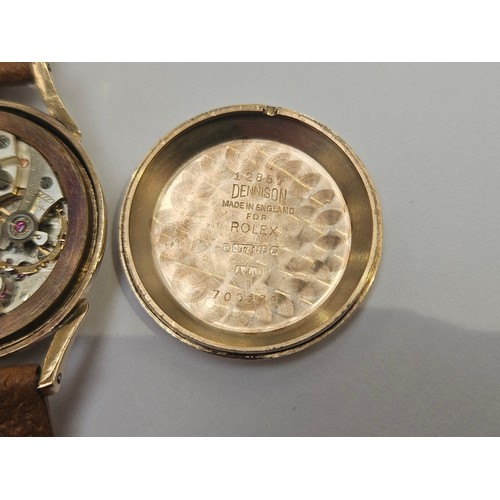 8150 - ROLEX: A Rolex 9ct gold cased gentleman's wristwatch on pigskin leather strap, the textured honeycom... 