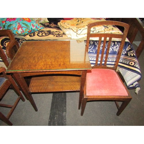 1015 - An early 20th Century side chair, stool, airer and two-tier side table (4)