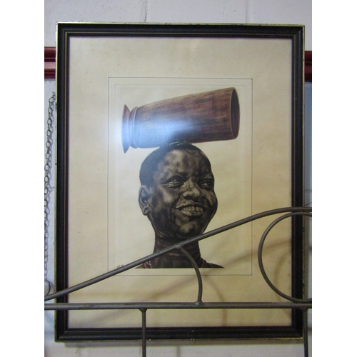 1084 - J.P. LUDU (Ugandan 1925-1965): Two framed and glazed watercolours of African tribesman. Both signed.... 