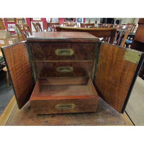 1114 - A Victorian burr walnut humidor table cabinet (key to side)