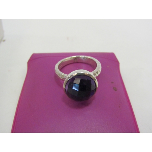 1285 - A silver ring set with faceted amethyst (6.6g size N), together with a necklace and matching earring... 