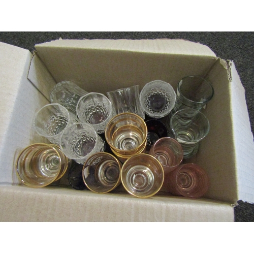 1374 - Two boxes of approx. 50 vintage shot glasses