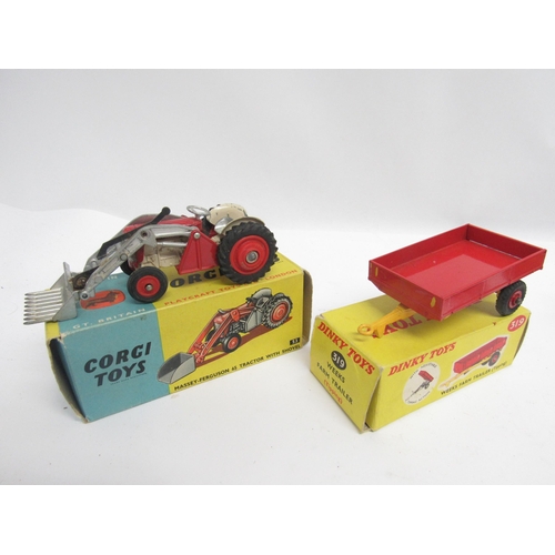 5117 - A boxed Corgi Toys 53 Massey-Ferguson 65 Tractor with Shovel and Dinky Toys 319 Weeks Farm Tipping T... 