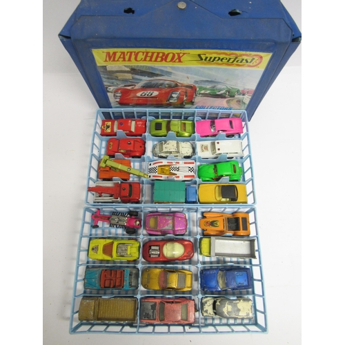 5089 - A Lesney Matchbox Superfast Collectors Mini-Case containing twenty-four loose and playworn Matchbox ... 