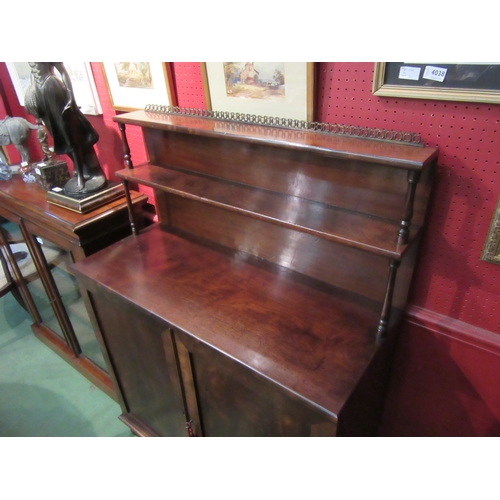 4019 - In the manner of Gillows of Lancaster, a circa 1820 Regency flame mahogany chiffonier, the raised tw... 