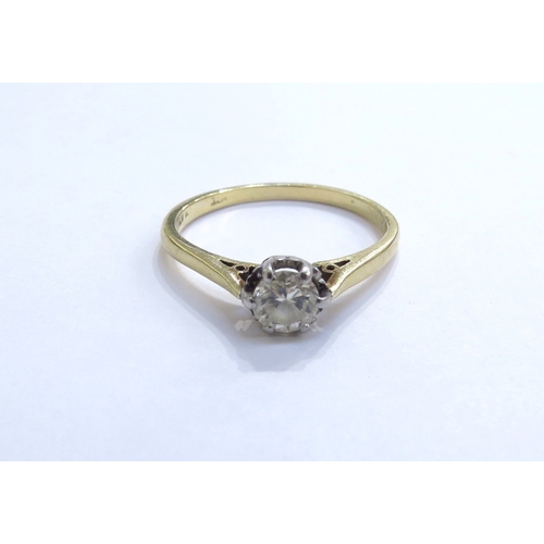 6285 - An 18ct gold platinum set diamond solitaire 0.50ct approx. Size R, 2.9g