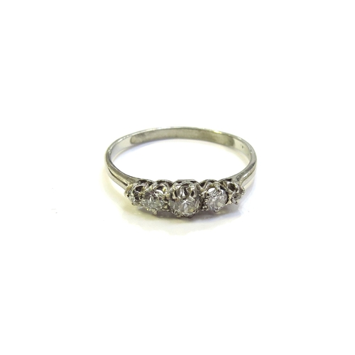 6269 - A five stone graduated diamond ring, unmarked (resized). Size U, 2.5g