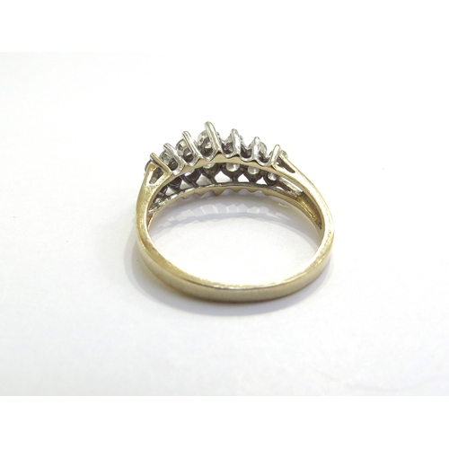 6280 - A two row diamond ring, stamped 14k. Size R, 3.8g