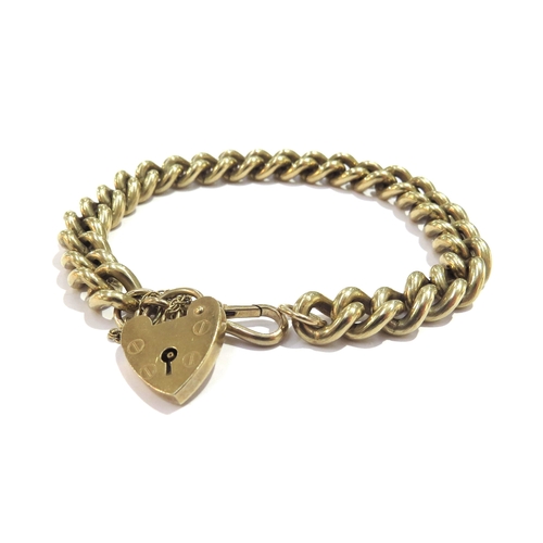 6071 - A gold bracelet with 9ct gold lobster clasp and padlock fastening, 20cm long, 47.2g