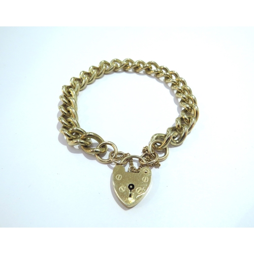 6019 - A 9ct gold chunky link bracelet with 9ct gold padlock clasp, 20cm long, 38.3g