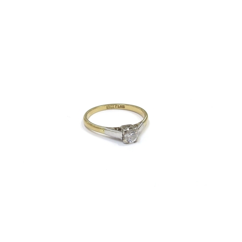 6169 - An 18ct gold diamond solitaire ring, 0.20ct approx, stamped 18ct/plat. Size M/N, 2.1g