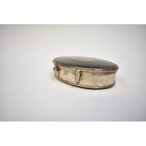 8015 - A late 17th/early 18th Century tortoiseshell and silver oval snuff box with stand away hinge, the to... 