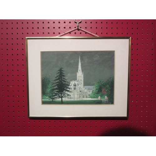 4060 - GERALD RICKARD: Norwich Cathedral watercolour, signed lower left, framed and glazed, 18cm x 25cm ima... 