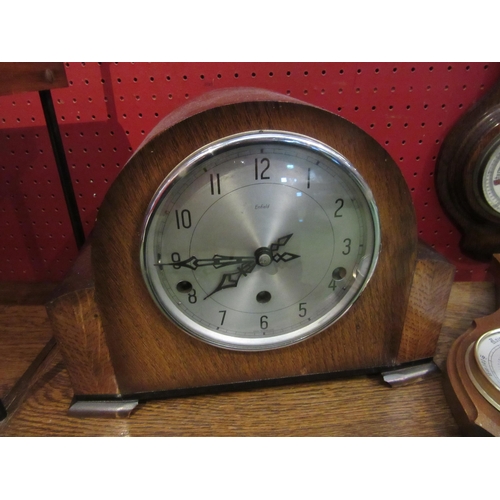 4072 - A mantel clock, two wall barometers with temperature gauges and one other (4)