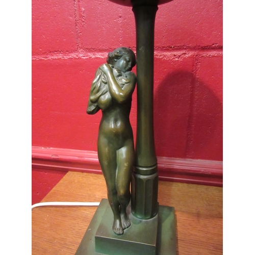 4096 - An Art Deco deco table lamp with female form to base