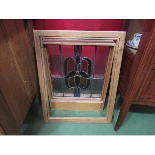 4104 - A stained glass window frame, glass panel 44cm x 40cm