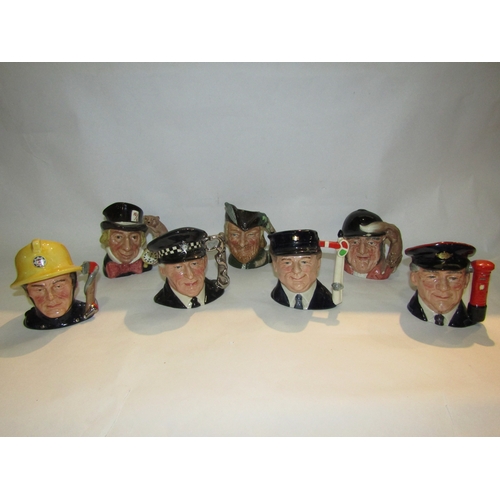 4193 - Seven miniature Royal Doulton toby jugs including 'The Policemen' and 'The Mad Hatter'