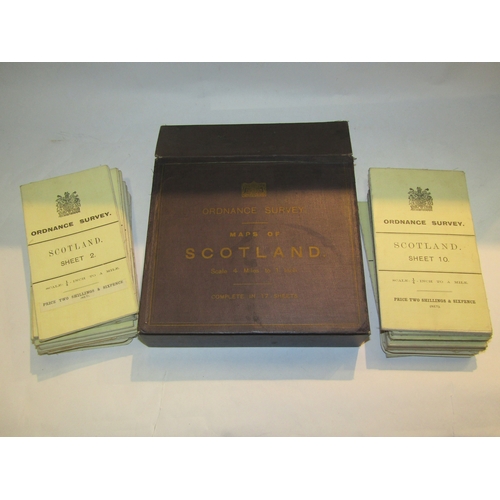 4214 - Ordnance Survey Maps of Scotland, sheets 2-17 (of 17) early 20th Century coloured litho folding maps... 