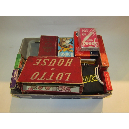 4311 - A collection of games including Lotto, table bowls, card games and Owzthat along with toy soldiers (... 