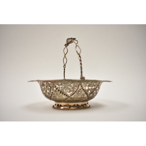 8064 - A George III Thomas Foster Silver Pierced Bon-bon bushel with floral and acorn decoration, London 17... 