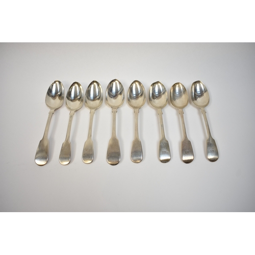 8152 - Eight silver Fiddle pattern dessert spoons, two London 1832, three London 1818 and three London 1844... 